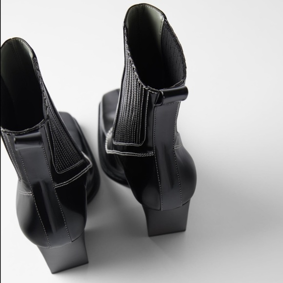 ZARA BNWT Heeled Ankle Boots with Topstitching - Picture 8 of 8